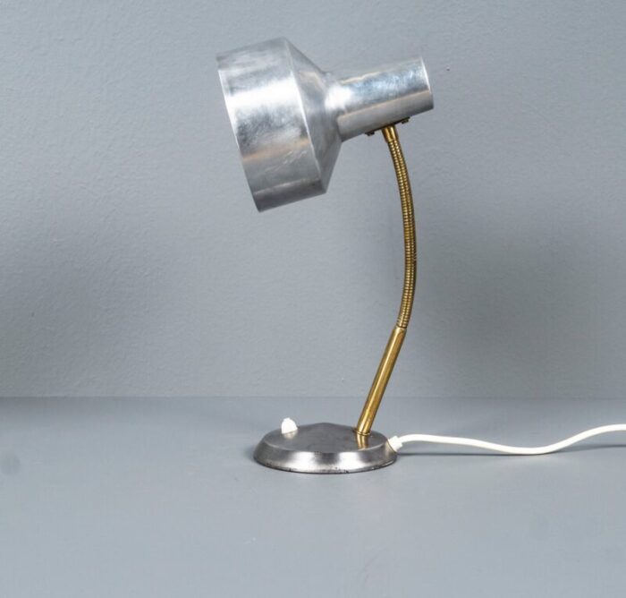 german bauhaus kaiser idell style desk lamp in silver gold with swan neck 1950s 4