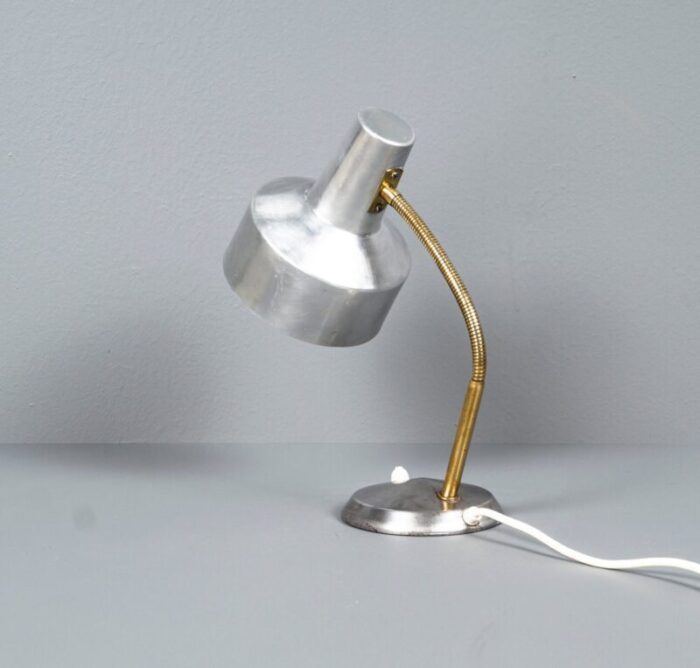 german bauhaus kaiser idell style desk lamp in silver gold with swan neck 1950s 9