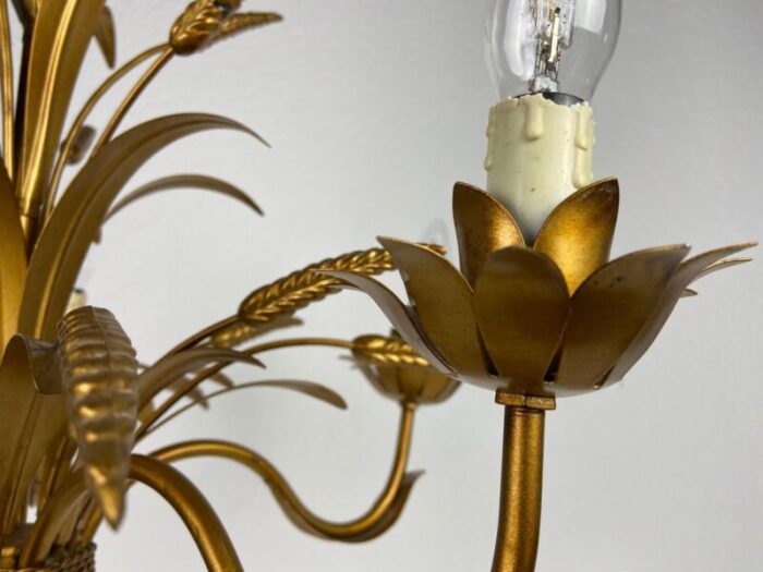 german golden wheat sheaf pendant lamp by hans koegl 1970s 11