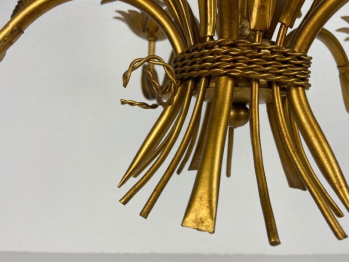 german golden wheat sheaf pendant lamp by hans koegl 1970s 6