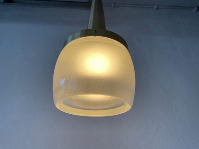 german heavy ice glass pendant lamp from staff 1960s 10