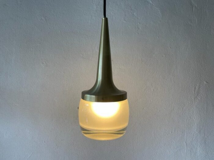 german heavy ice glass pendant lamp from staff 1960s 8