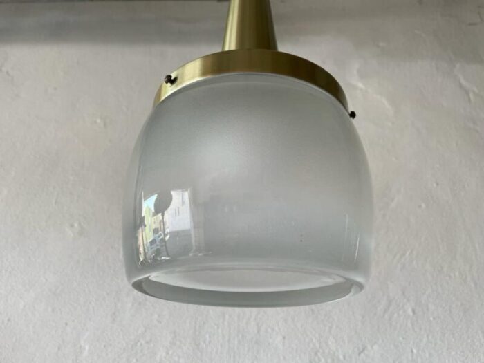 german heavy ice glass pendant lamp from staff 1960s 9