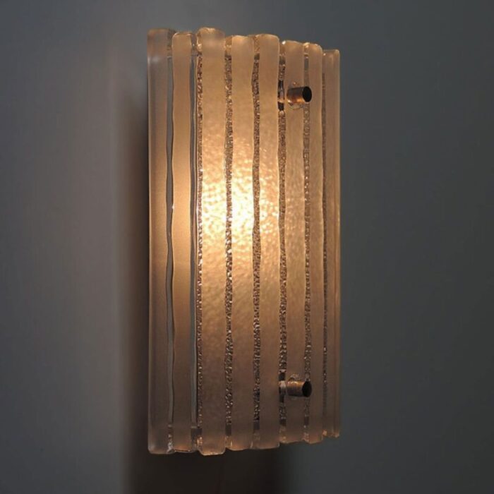 german structured glass and aluminum wall light lamp 1970s 3