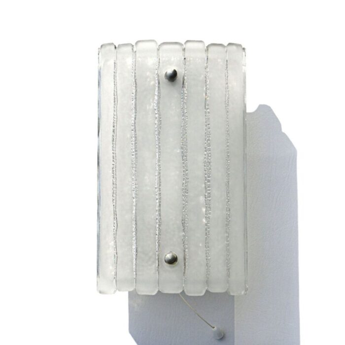 german structured glass and aluminum wall light lamp 1970s 7