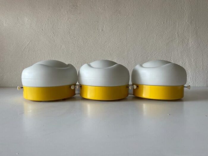 german triple shade opal glass and yellow body flush mount from aka 1960s 2