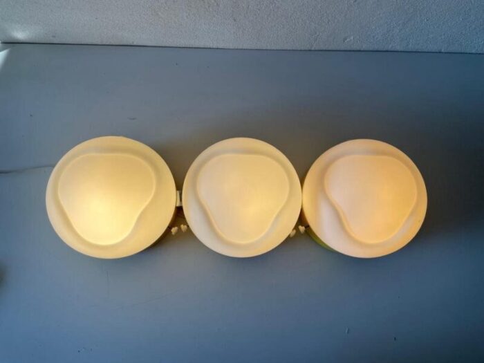 german triple shade opal glass and yellow body flush mount from aka 1960s 5