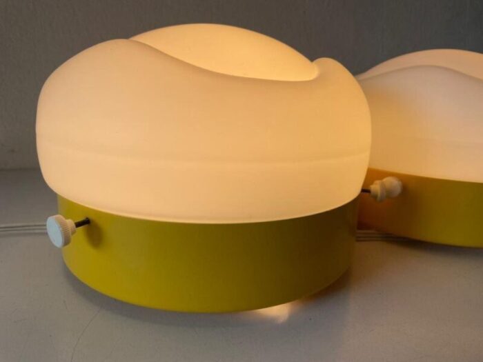 german triple shade opal glass and yellow body flush mount from aka 1960s 8