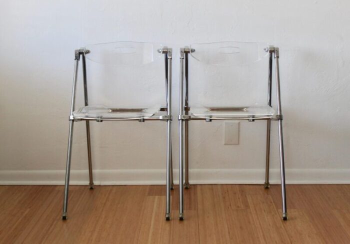 giancarlo piretti for castelli vintage modern lucite folding chairs a pair 1884