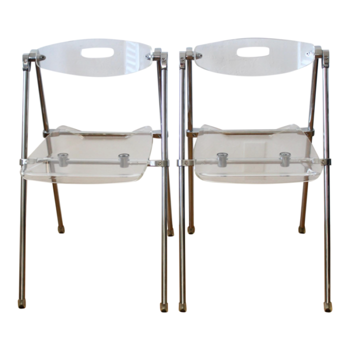 giancarlo piretti for castelli vintage modern lucite folding chairs a pair 2987