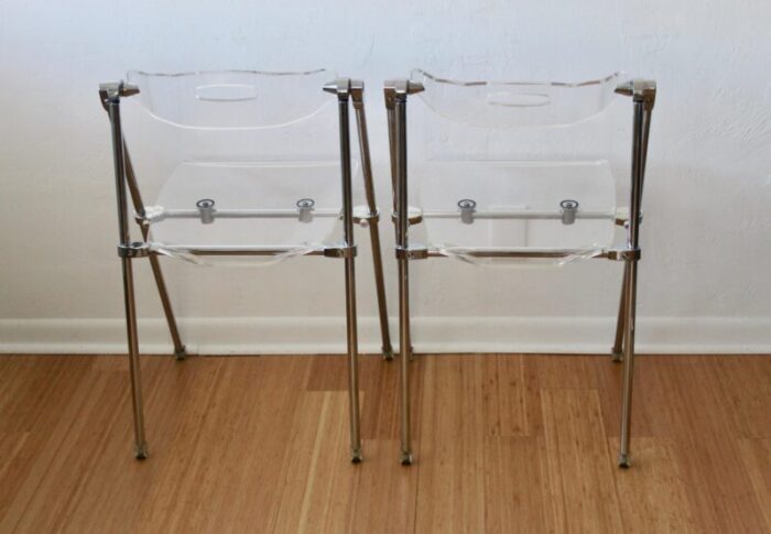 giancarlo piretti for castelli vintage modern lucite folding chairs a pair 5033