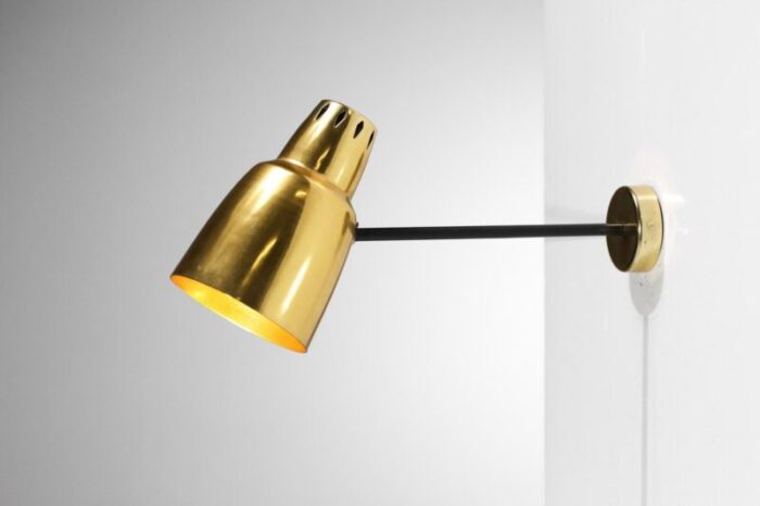 gilded wall lamp in solid brass from parscot 1960s 2