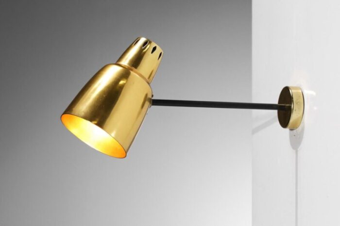 gilded wall lamp in solid brass from parscot 1960s 4