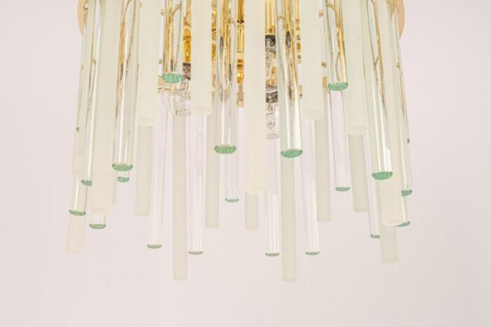 gilt brass crystal glass rods chandelier by c palme germany 1970s 3