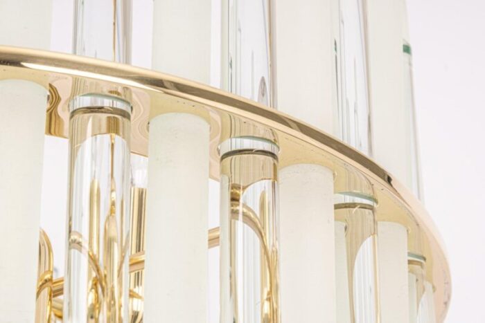 gilt brass crystal glass rods chandelier by c palme germany 1970s 6