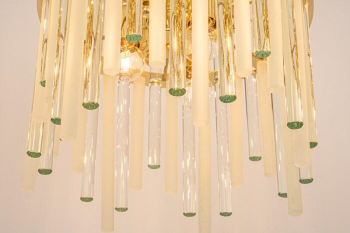 gilt brass crystal glass rods chandelier by c palme germany 1970s 9