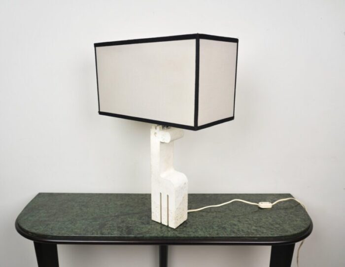 giraffe table lamp in travertine by fratelli mannelli italy 1970s 5