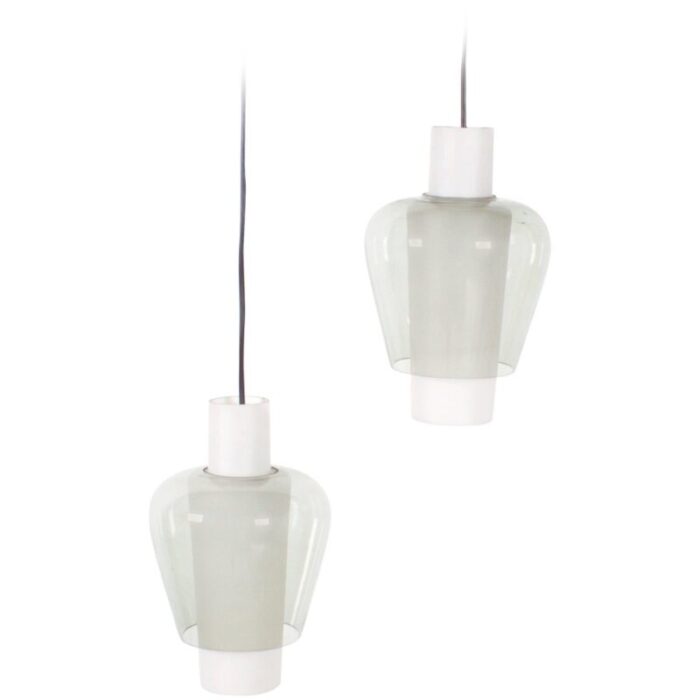 glass pendant lamps by tapio wirkkala finland 1950s set of 2 1