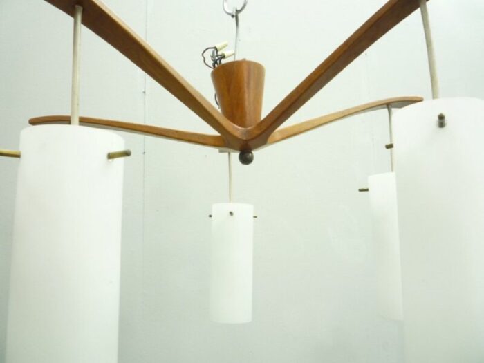 glass teak pendant light 1960s 4