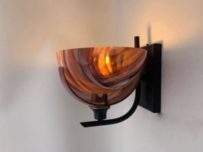 glass wall lamp from vistosi 1980s set of 2 3