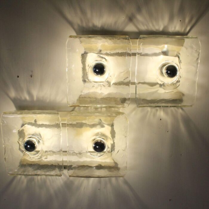 glass wall lighs t by carlo nason kalmar franken 1960s set of 2 3080