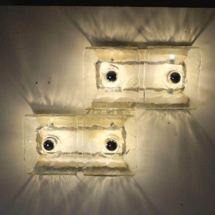 glass wall lighs t by carlo nason kalmar franken 1960s set of 2 8690