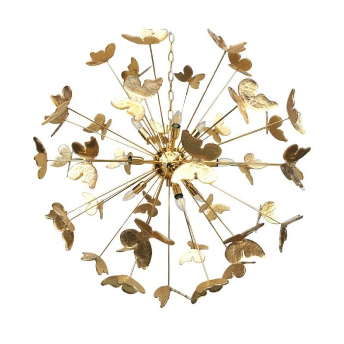 gold leaf butterfly murano glass sputnik chandelier from murano glass 1