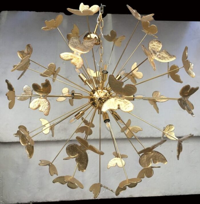 gold leaf butterfly murano glass sputnik chandelier from murano glass 3