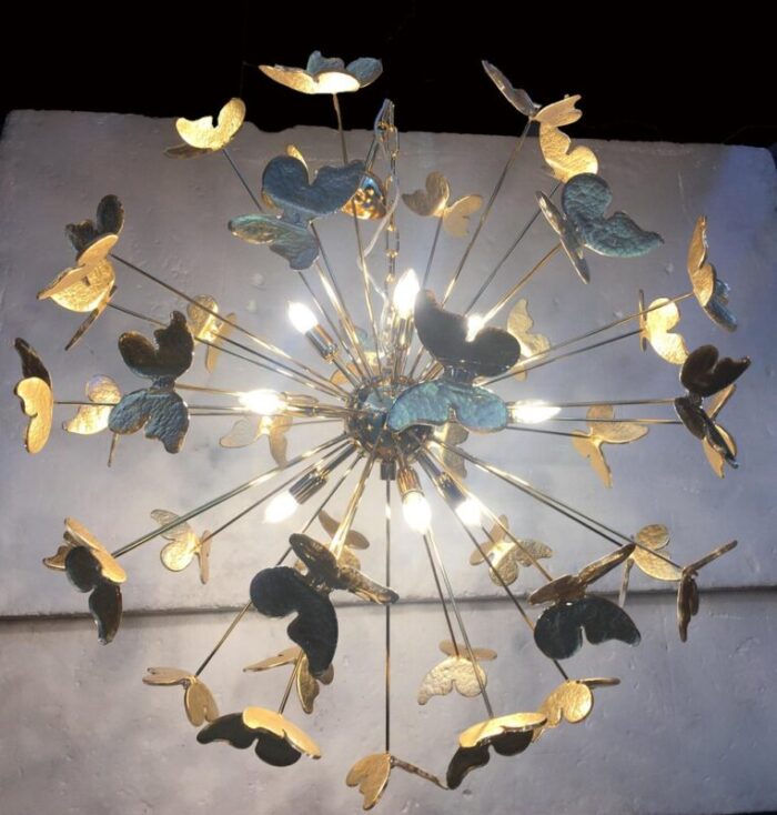 gold leaf butterfly murano glass sputnik chandelier from murano glass 4