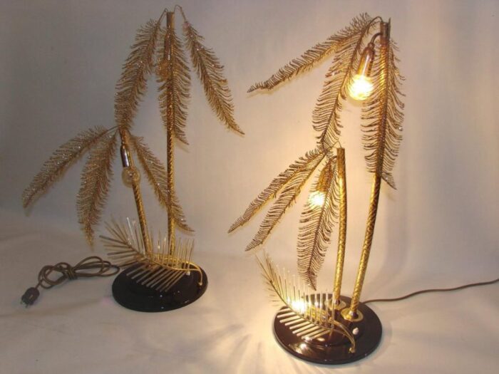 gold metal table lamps 1960s set of 2 4