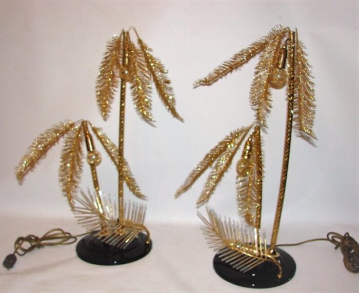 gold metal table lamps 1960s set of 2 7