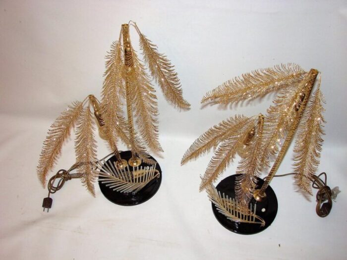 gold metal table lamps 1960s set of 2 8