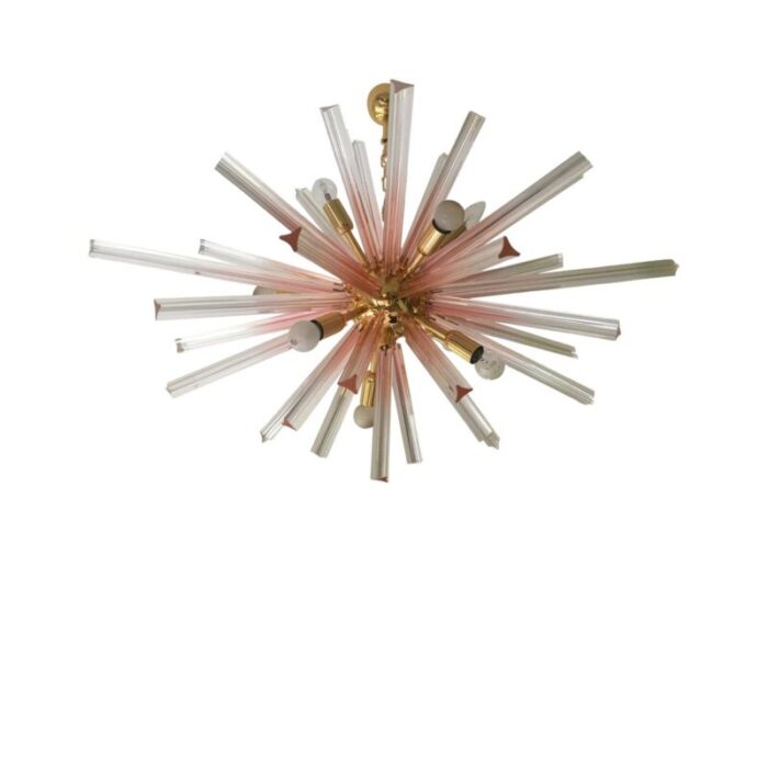 gold pink and transparent triedo sputnik chandelier from murano glass 2