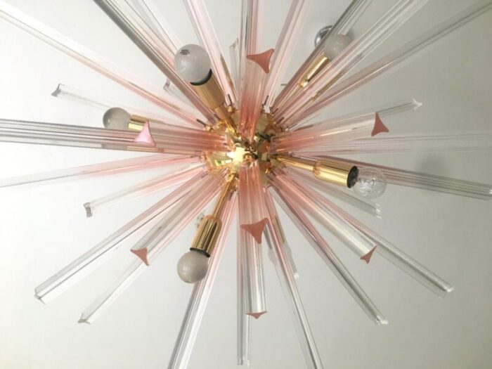 gold pink and transparent triedo sputnik chandelier from murano glass 3