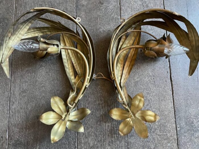 golden flower sconces set of 2 4