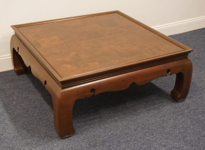 gordons furniture asian chinoiserie 38 square accent coffee table w burled walnut parquet top 2150