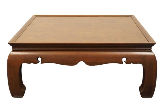 gordons furniture asian chinoiserie 38 square accent coffee table w burled walnut parquet top 6292