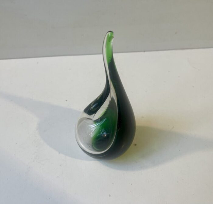 green flamingo orchid art glass vase by per lutken for holmegaard 1950s 2456