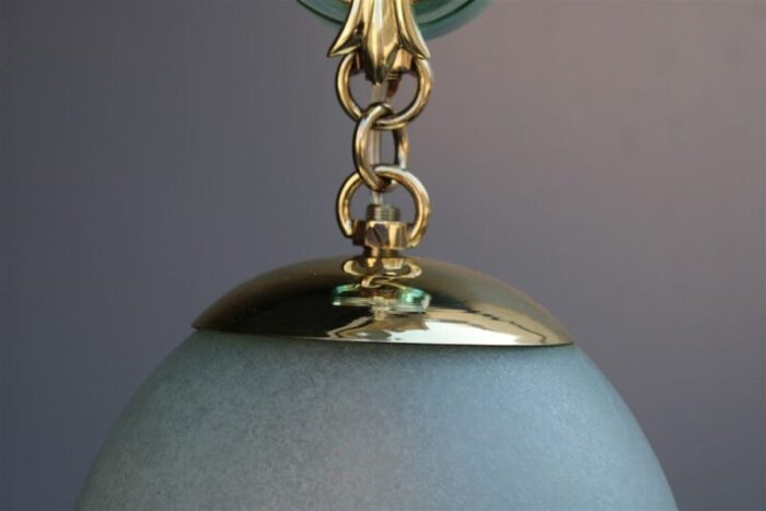 green murano glass brass ceiling lamp from archimede seguso 1940s 14