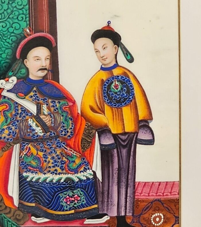 guangzhou cantonese painting of chinese aristocrats with attendants circa 1860 8306