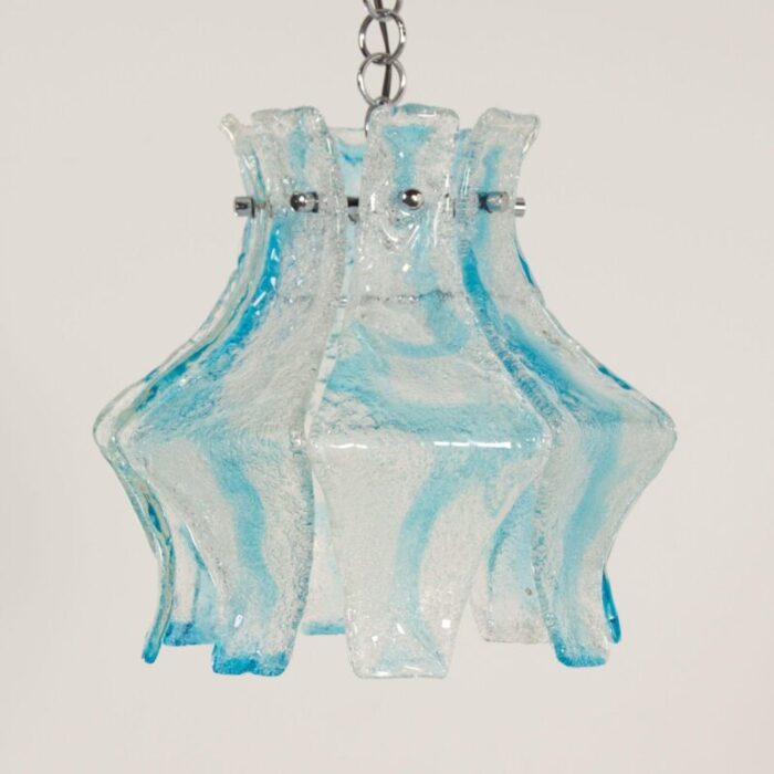 hanging lamp in blue murano from mazzega 1970s 3