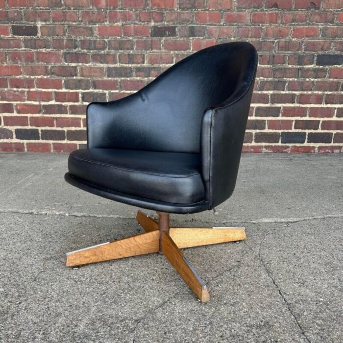 harvey probber swivel club chair on walnut base 2387