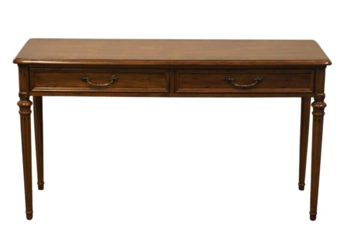 henredon furniture bookmatched walnut italian neoclassical tuscan style 48 accent console sofa table 4691