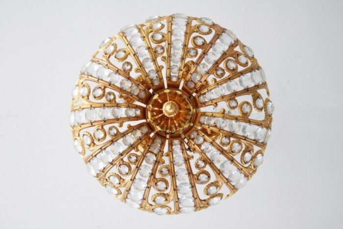 hollywood regency ceiling light in brass and crystal from peris andreu 1960s 1362