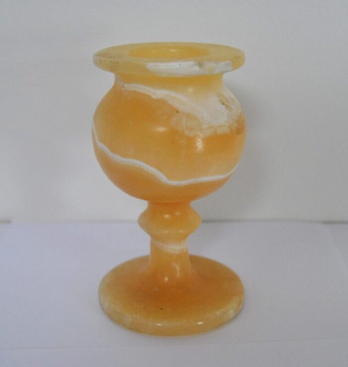 honey rose bud oriental alabaster candle holder votive small vase 1022