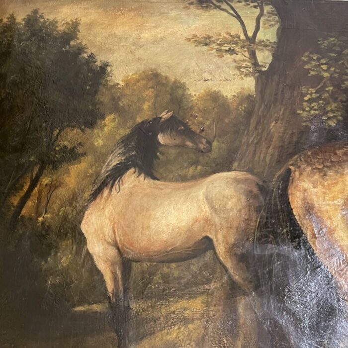 horses in a lake landscape 1800s oil on canvas 5933