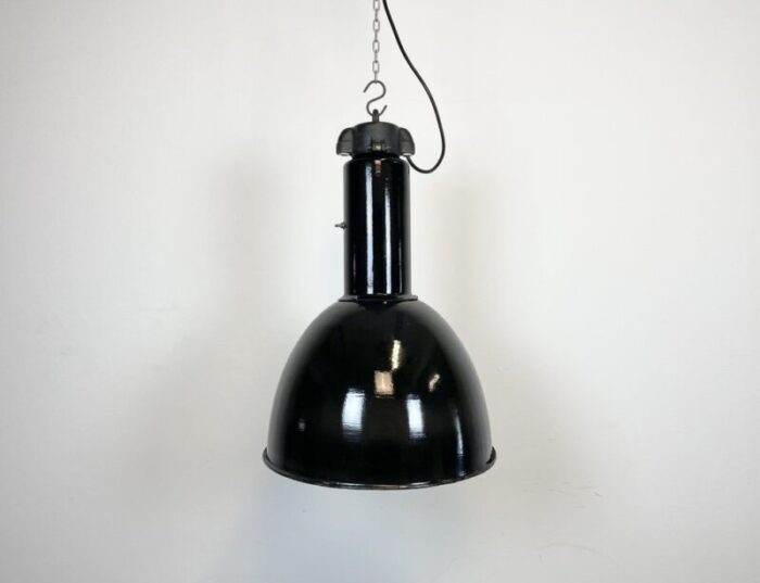 industrial bauhaus black enamel pendant lamp from elektrosvit 1930s 1