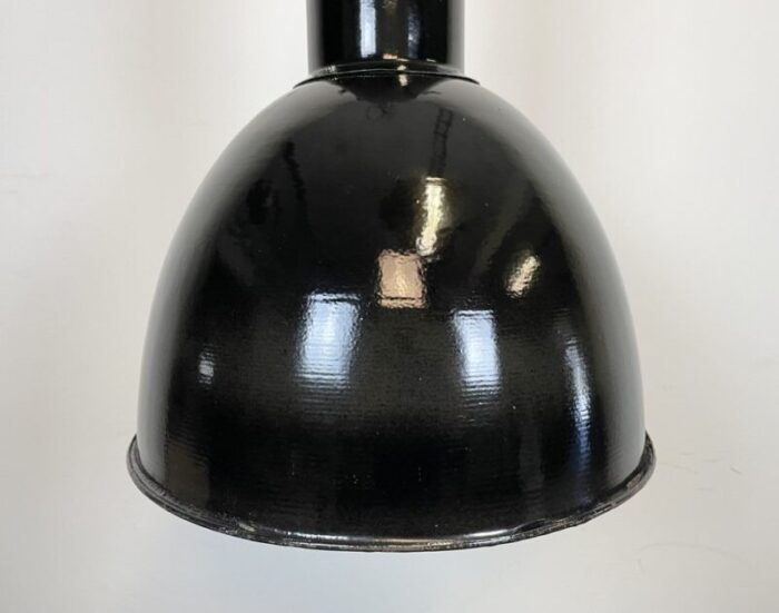 industrial bauhaus black enamel pendant lamp from elektrosvit 1930s 4