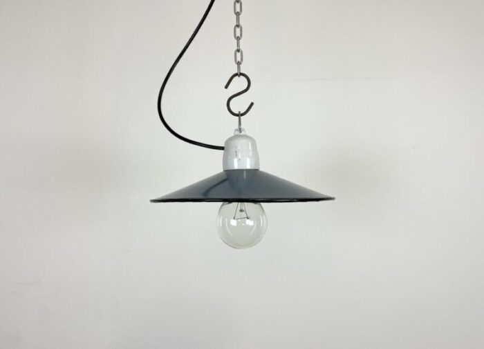 industrial blue enamel pendant light 1970s 1