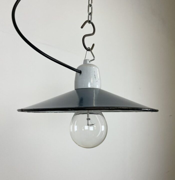 industrial blue enamel pendant light 1970s 2